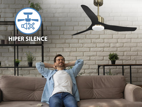 Ventilador de techo Reversible Termostato Dimable Wifi Motor DC Techos Inclinados Mando a Distancia Luz tres tonos Adaptador 2/3 Aspas Hypersilence Memoria 3