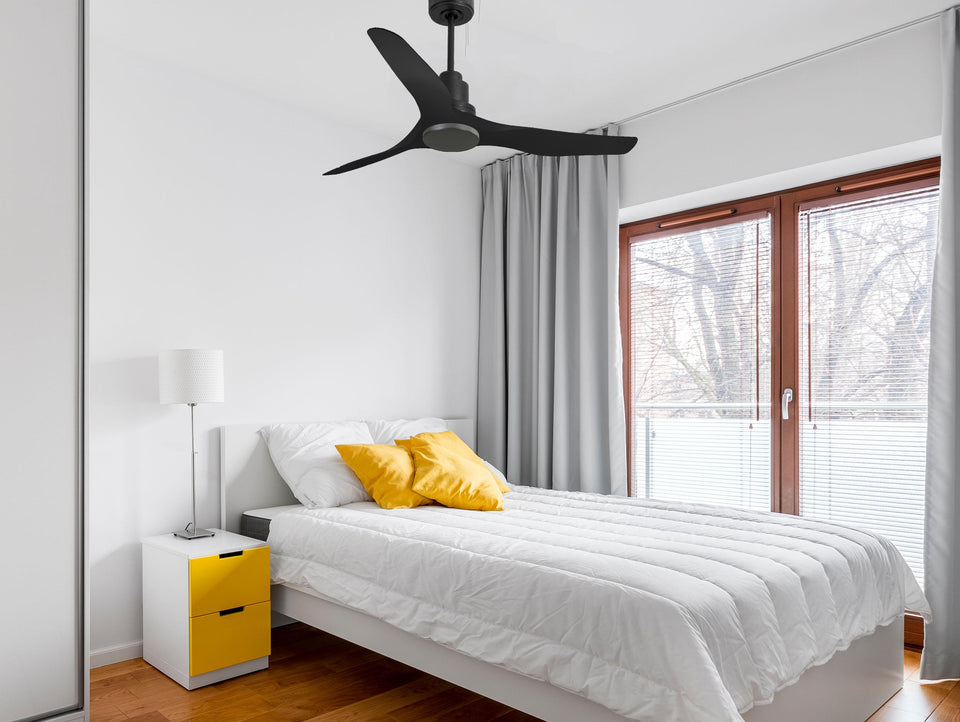 Ventilador de techo Reversible Termostato Wifi Motor DC Techos Inclinados Mando a Distancia Adaptador 2/3 Aspas Hypersilence Memoria 7