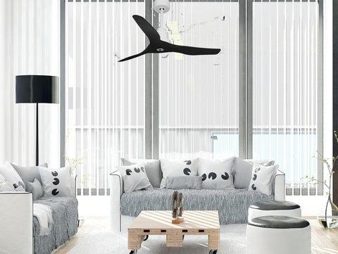 Ventilador de techo Reversible Termostato Dimable Wifi Motor DC Techos Inclinados Mando a Distancia Luz tres tonos Adaptador 2/3 Aspas Hypersilence Memoria 2