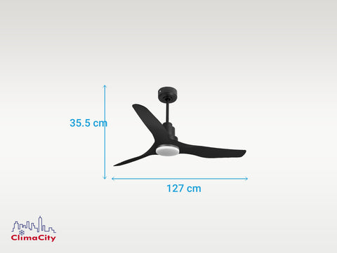 Ventilador de techo Reversible Termostato Dimable Wifi Motor DC Techos Inclinados Mando a Distancia Luz tres tonos Adaptador 2/3 Aspas Hypersilence Memoria 6