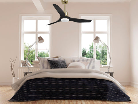 Ventilador de techo Reversible Termostato Dimable Wifi Motor DC Techos Inclinados Mando a Distancia Luz tres tonos Adaptador 2/3 Aspas Hypersilence Memoria 3