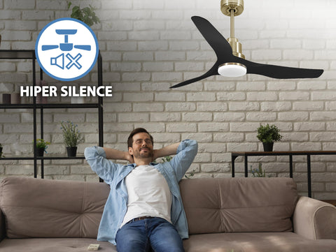 Ventilador de techo Reversible Termostato Dimable Wifi Motor DC Techos Inclinados Mando a Distancia Luz tres tonos Adaptador 2/3 Aspas Hypersilence Memoria 4