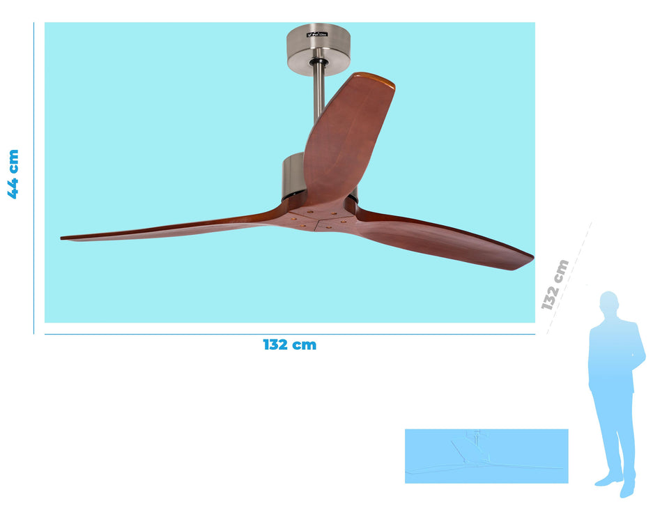 Ventilador de techo 35W reversible y 3 aspas de madera 132 cm