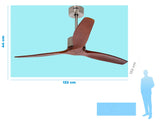 Ventilador de techo 35W reversible y 3 aspas de madera 132 cm