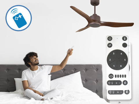 Ventilador de techo Reversible Termostato Wifi Motor DC Techos Inclinados Mando a Distancia Adaptador 2/3 Aspas Hypersilence Memoria 5