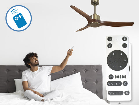 Ventilador de techo Reversible Termostato Wifi Motor DC Techos Inclinados Mando a Distancia Adaptador 2/3 Aspas Hypersilence Memoria 2