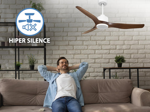 Ventilador de techo Reversible Termostato Wifi Motor DC Techos Inclinados Mando a Distancia Adaptador 2/3 Aspas Hypersilence Memoria 4