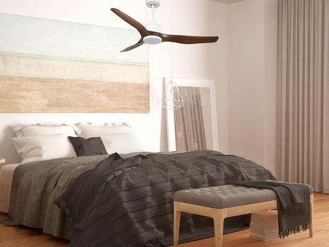 Ventilador de techo Reversible Termostato Wifi Motor DC Techos Inclinados Mando a Distancia Adaptador 2/3 Aspas Hypersilence Memoria 7