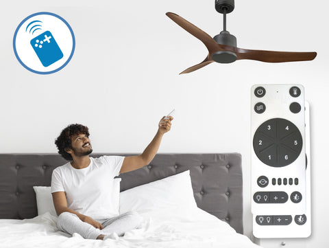Ventilador de techo Reversible Termostato Wifi Motor DC Techos Inclinados Mando a Distancia Adaptador 2/3 Aspas Hypersilence Memoria 3