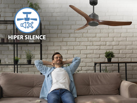 Ventilador de techo Reversible Termostato Wifi Motor DC Techos Inclinados Mando a Distancia Adaptador 2/3 Aspas Hypersilence Memoria 4