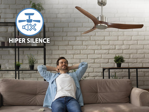 Ventilador de techo Reversible Termostato Wifi Motor DC Techos Inclinados Mando a Distancia Adaptador 2/3 Aspas Hypersilence Memoria 6