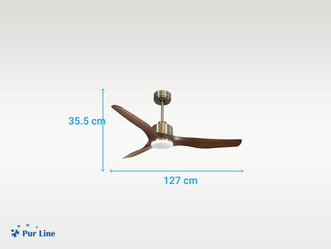 Ventilador de techo Reversible Termostato Dimable Wifi Motor DC Techos Inclinados Mando a Distancia Luz tres tonos Adaptador 2/3 Aspas Hypersilence Memoria 3