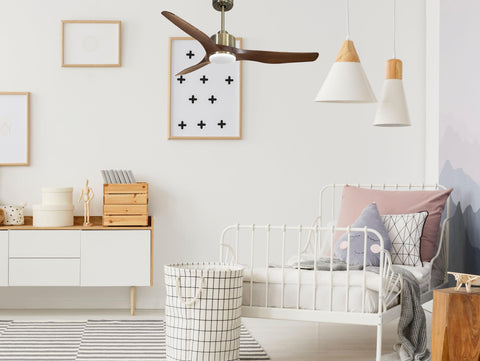 Ventilador de techo Reversible Termostato Dimable Wifi Motor DC Techos Inclinados Mando a Distancia Luz tres tonos Adaptador 2/3 Aspas Hypersilence Memoria 7