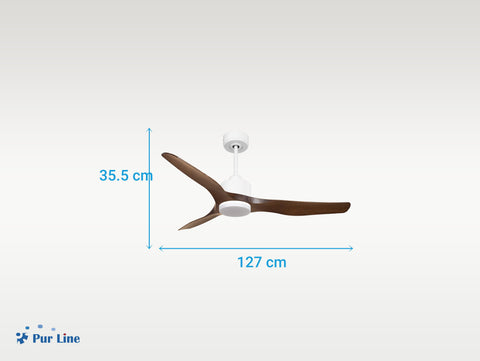 Ventilador de techo Reversible Termostato Dimable Wifi Motor DC Techos Inclinados Mando a Distancia Luz tres tonos Adaptador 2/3 Aspas Hypersilence Memoria 5