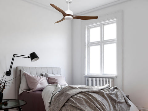 Ventilador de techo Reversible Termostato Dimable Wifi Motor DC Techos Inclinados Mando a Distancia Luz tres tonos Adaptador 2/3 Aspas Hypersilence Memoria 6