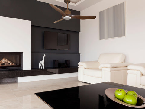 Ventilador de techo Reversible Termostato Dimable Wifi Motor DC Techos Inclinados Mando a Distancia Luz tres tonos Adaptador 2/3 Aspas Hypersilence Memoria 7
