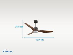 Ventilador de techo Reversible Termostato Dimable Wifi Motor DC Techos Inclinados Mando a Distancia Luz tres tonos Adaptador 2/3 Aspas Hypersilence Memoria 6