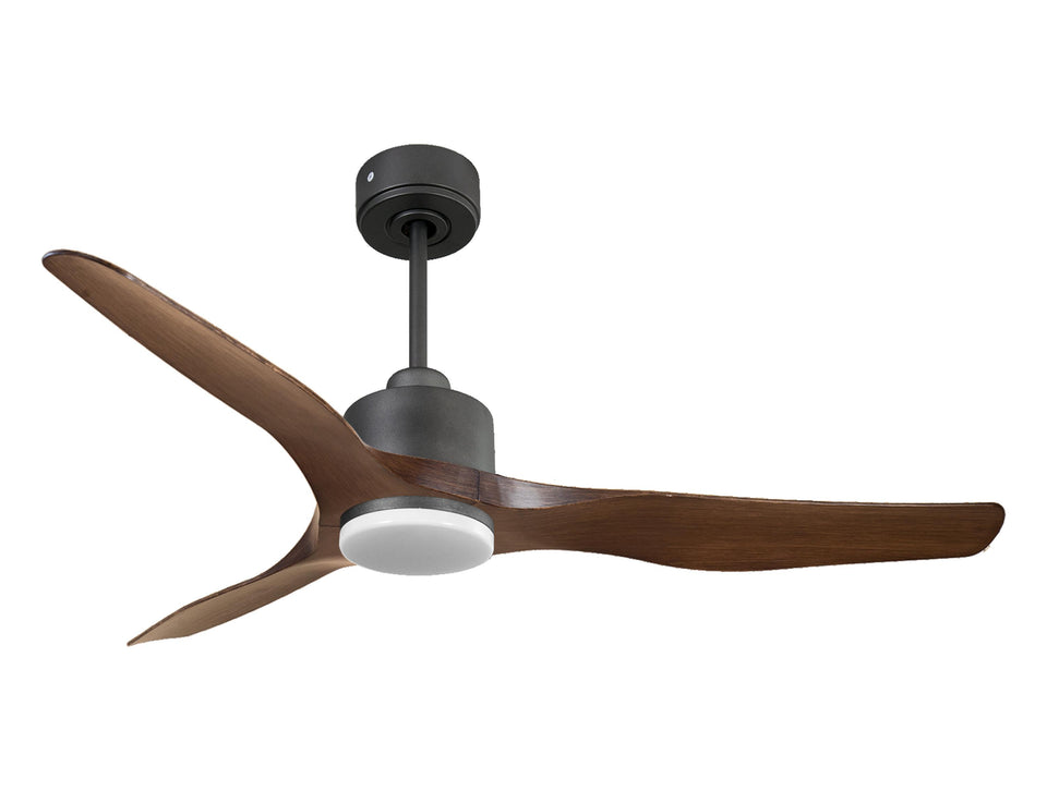 Ventilador de techo Reversible Termostato Dimable Wifi Motor DC Techos Inclinados Mando a Distancia Luz tres tonos Adaptador 2/3 Aspas Hypersilence Memoria 1