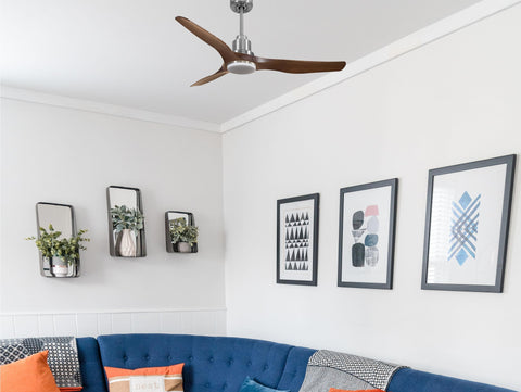 Ventilador de techo Reversible Termostato Dimable Wifi Motor DC Techos Inclinados Mando a Distancia Luz tres tonos Adaptador 2/3 Aspas Hypersilence Memoria 4