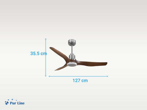 Ventilador de techo Reversible Termostato Dimable Wifi Motor DC Techos Inclinados Mando a Distancia Luz tres tonos Adaptador 2/3 Aspas Hypersilence Memoria 7