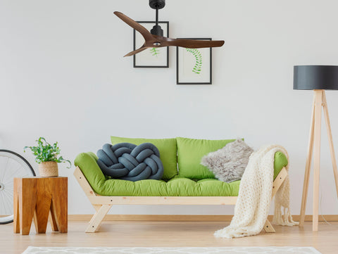 Ventilador de techo Reversible Termostato Dimable Wifi Motor DC Techos Inclinados Mando a Distancia Luz tres tonos Adaptador 2/3 Aspas Hypersilence Memoria 3