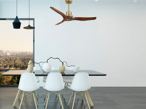 Ventilador de techo Reversible Termostato Dimable Wifi Motor DC Techos Inclinados Mando a Distancia Luz tres tonos Adaptador 2/3 Aspas Hypersilence Memoria 2