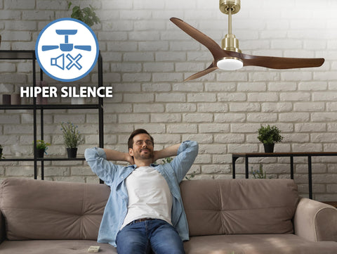 Ventilador de techo Reversible Termostato Dimable Wifi Motor DC Techos Inclinados Mando a Distancia Luz tres tonos Adaptador 2/3 Aspas Hypersilence Memoria 6