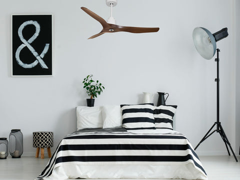 Ventilador de techo Reversible Termostato Dimable Wifi Motor DC Techos Inclinados Mando a Distancia Luz tres tonos Adaptador 2/3 Aspas Hypersilence Memoria 3