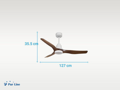 Ventilador de techo Reversible Termostato Dimable Wifi Motor DC Techos Inclinados Mando a Distancia Luz tres tonos Adaptador 2/3 Aspas Hypersilence Memoria 4