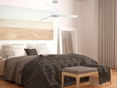 Ventilador de techo Reversible Termostato Wifi Motor DC Techos Inclinados Mando a Distancia Adaptador 2/3 Aspas Hypersilence Memoria 6