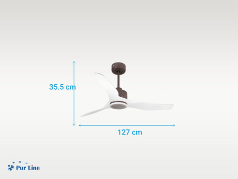 Ventilador de techo Reversible Termostato Dimable Wifi Motor DC Techos Inclinados Mando a Distancia Luz tres tonos Adaptador 2/3 Aspas Hypersilence Memoria 6