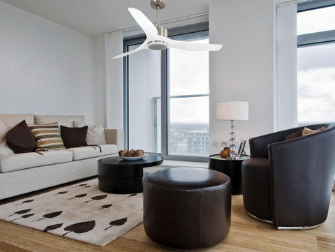 Ventilador de techo Reversible Termostato Dimable Wifi Motor DC Techos Inclinados Mando a Distancia Luz tres tonos Adaptador 2/3 Aspas Hypersilence Memoria 7