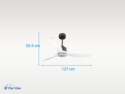 Ventilador de techo Reversible Termostato Dimable Wifi Motor DC Techos Inclinados Mando a Distancia Luz tres tonos Adaptador 2/3 Aspas Hypersilence Memoria 4