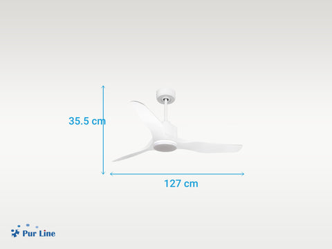 Ventilador de techo Reversible Termostato Dimable Wifi Motor DC Techos Inclinados Mando a Distancia Luz tres tonos Adaptador 2/3 Aspas Hypersilence Memoria 4