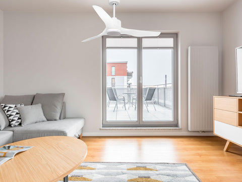 Ventilador de techo Reversible Termostato Dimable Wifi Motor DC Techos Inclinados Mando a Distancia Luz tres tonos Adaptador 2/3 Aspas Hypersilence Memoria 7