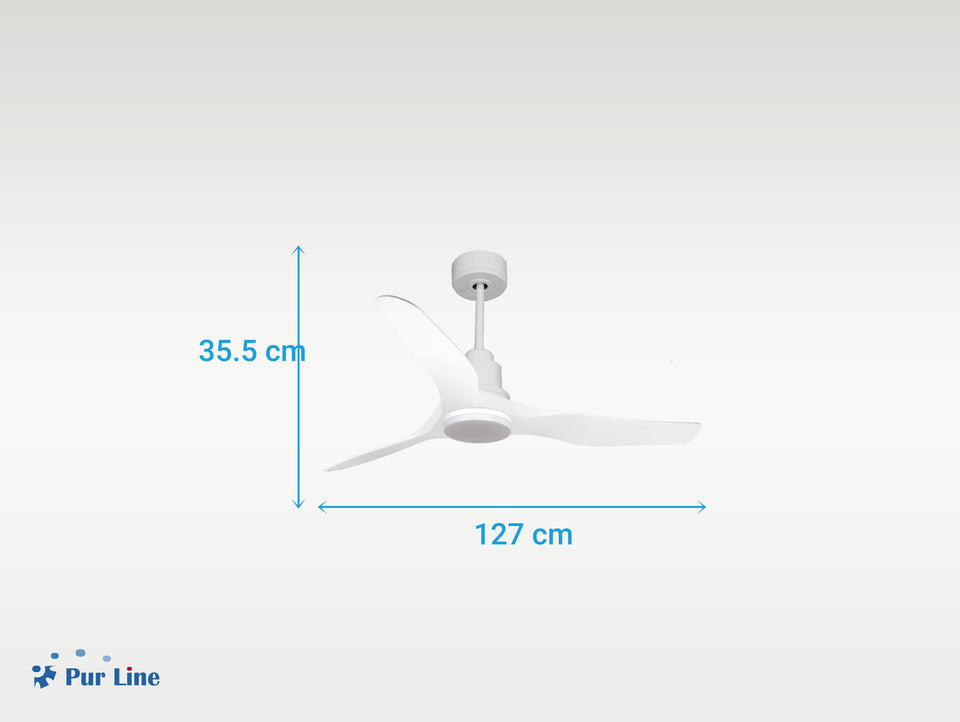 Ventilador de techo Reversible Termostato Dimable Wifi Motor DC Techos Inclinados Mando a Distancia Luz tres tonos Adaptador 2/3 Aspas Hypersilence Memoria 3