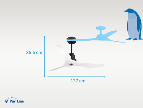 Ventilador de techo Reversible Termostato Dimable Wifi Motor DC Techos Inclinados Mando a Distancia Luz tres tonos Adaptador 2/3 Aspas Hypersilence Memoria 3