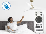 Ventilador de techo Reversible Termostato Dimable Wifi Motor DC Techos Inclinados Mando a Distancia Luz tres tonos Adaptador 2/3 Aspas Hypersilence Memoria 7
