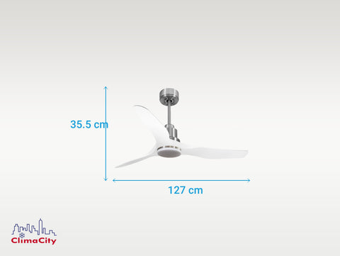 Ventilador de techo Reversible Termostato Dimable Wifi Motor DC Techos Inclinados Mando a Distancia Luz tres tonos Adaptador 2/3 Aspas Hypersilence Memoria 3