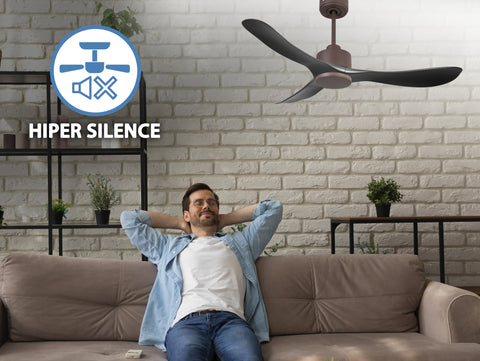 Ventilador de techo Reversible Termostato Wifi Motor DC Techos Inclinados Mando a Distancia Hypersilence Memoria 4