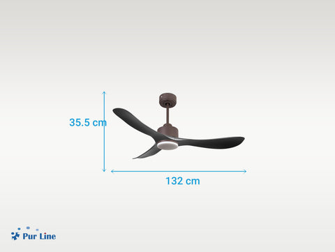 Ventilador de techo Reversible Termostato Dimable Wifi Motor DC Techos Inclinados Mando a Distancia Luz tres tonos Hypersilence Memoria 3