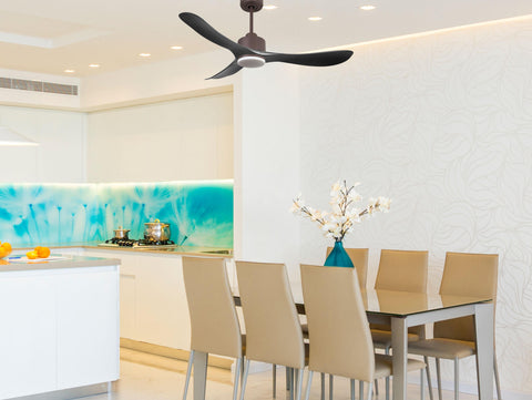 Ventilador de techo Reversible Termostato Dimable Wifi Motor DC Techos Inclinados Mando a Distancia Luz tres tonos Hypersilence Memoria 7