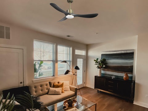 Ventilador de techo Reversible Termostato Dimable Wifi Motor DC Techos Inclinados Mando a Distancia Luz tres tonos Hypersilence Memoria 6