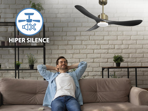 Ventilador de techo Reversible Termostato Dimable Wifi Motor DC Techos Inclinados Mando a Distancia Luz tres tonos Hypersilence Memoria 5