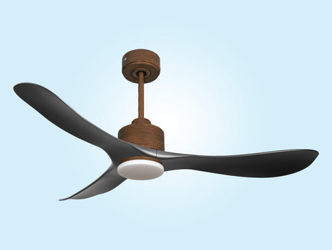 Ventilador de techo Reversible Termostato Dimable Wifi Motor DC Techos Inclinados Mando a Distancia Luz tres tonos Hypersilence Memoria 3