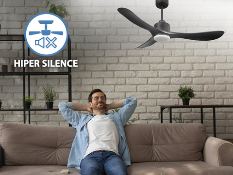 Ventilador de techo Reversible Termostato Dimable Wifi Motor DC Techos Inclinados Mando a Distancia Luz tres tonos Hypersilence Memoria 2