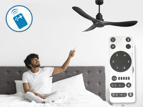 Ventilador de techo Reversible Termostato Wifi Motor DC Techos Inclinados Mando a Distancia Hypersilence Memoria 3