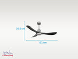 Ventilador de techo Reversible Termostato Dimable Wifi Motor DC Techos Inclinados Mando a Distancia Luz tres tonos Hypersilence Memoria 5