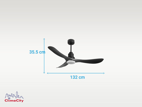 Ventilador de techo Reversible Termostato Dimable Wifi Motor DC Techos Inclinados Mando a Distancia Luz tres tonos Hypersilence Memoria 4