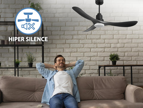 Ventilador de techo Reversible Termostato Dimable Wifi Motor DC Techos Inclinados Mando a Distancia Luz tres tonos Hypersilence Memoria 5